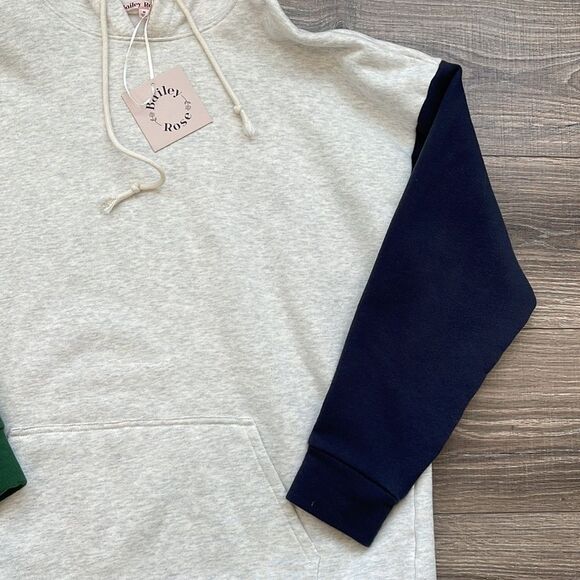 Bailey Rose Colorblock (Green/Blue) Hooded Pullover - Picture 3 of 5
